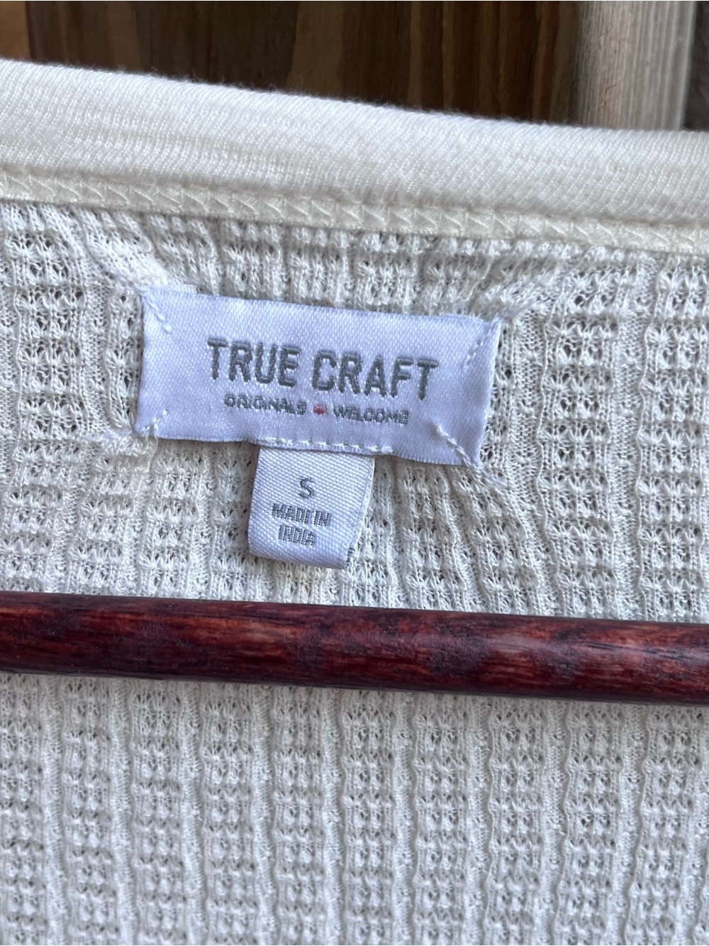 True Craft Ivory Waffle-Knit Long Sleeve Boho Oversized Top - Picture 3 of 5